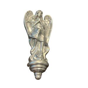 ANGEL Silver Ceramic 15" Wall Decor Christmas Seasonal Shrine Prayer Memorial